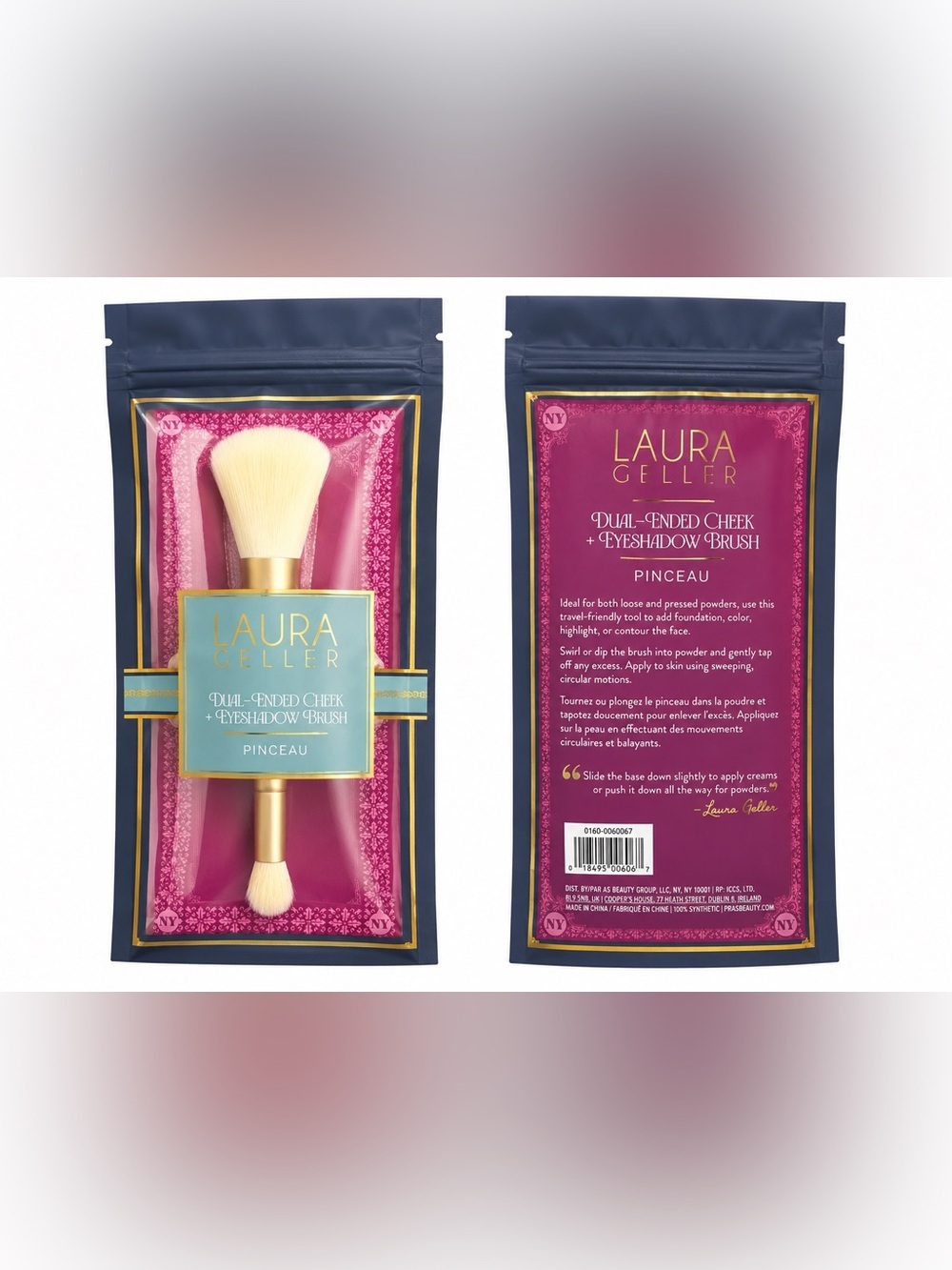 Laura Geller Dual-Ended Brush in Pink and Gold Finish